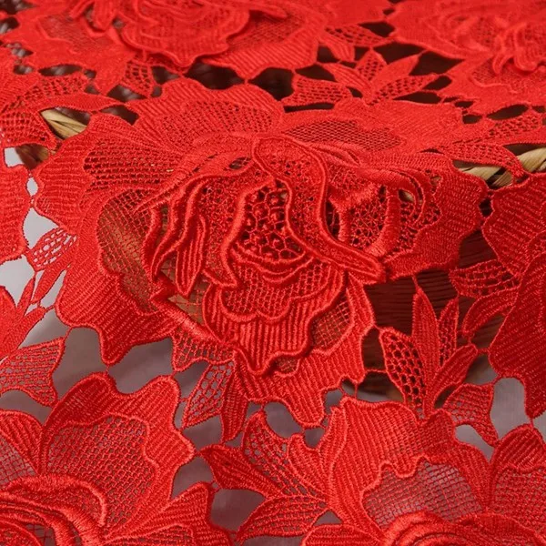 Нежное свадебное платье, свадебная красная Цветочная вышивка, кружевная ткань, гипюр, кружевная ткань, вышивка