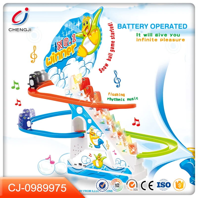 Attractive kids inertial race battery operated penguin toys tracks
