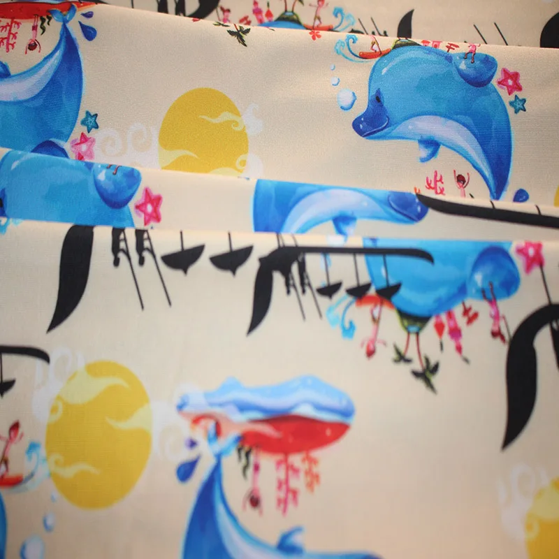 
No Moq UPF 50+ Custom With Fish Printing Swimming Fabric For Yoga 