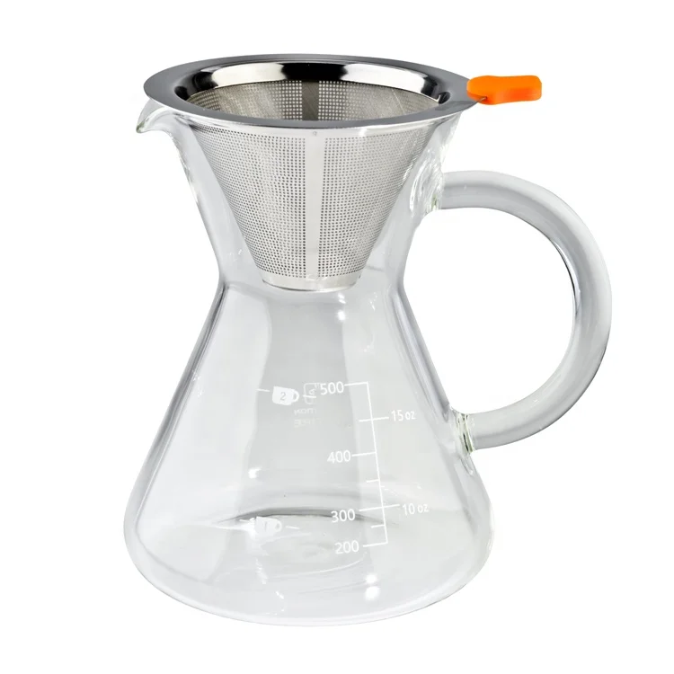 TCG-C006 Bamboo Pour Over Glass Coffee Maker 1200ml with Coffee Dripper