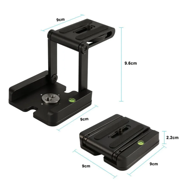 Aluminum Alloy Camera Folding Quick Release Plate Stand Holder Tripod Z type Flex Tilt Ball Head Durable Quality New Black