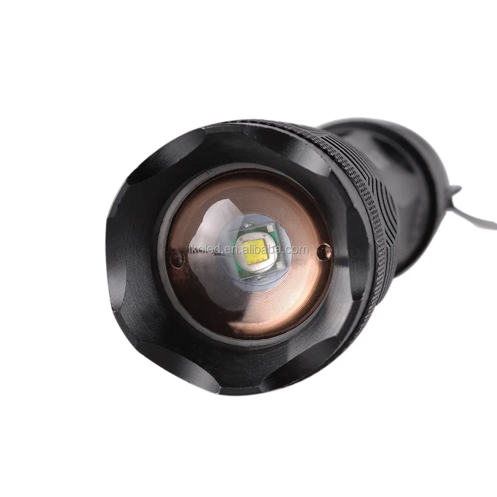 Black K20 LED Flashlights Zoomable Tactical XML T6 Torches for Camping 3800 Lumen Aluminum Alloy Material light