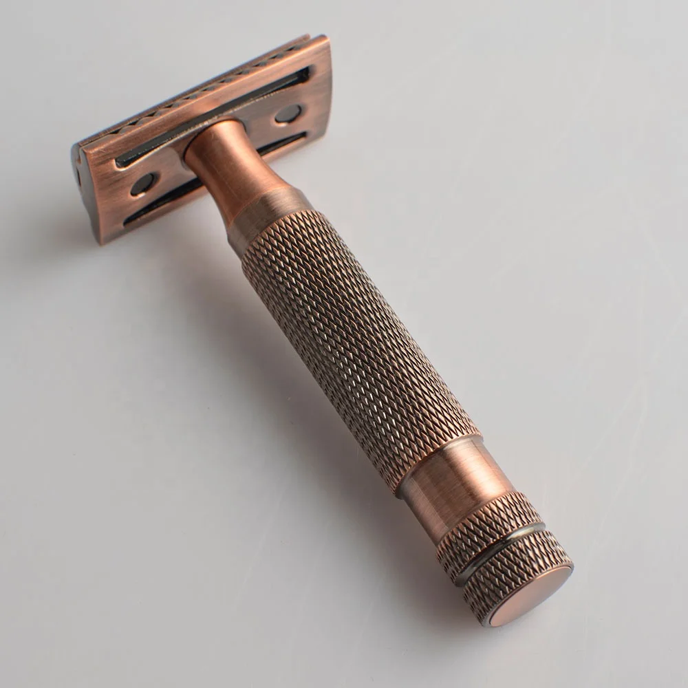 best-selling  beautiful red copper color durable  shaving metal double edge hand  resin handle shaving  safety razor
