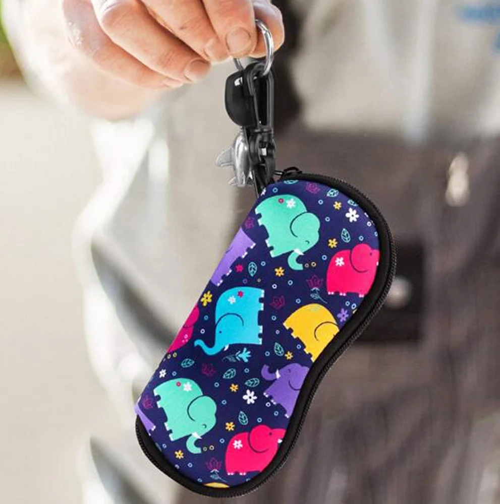 Неопреновый мягкий чехол для солнцезащитных очков на молнии с металлическим брелоком и принтом логотипа на заказ