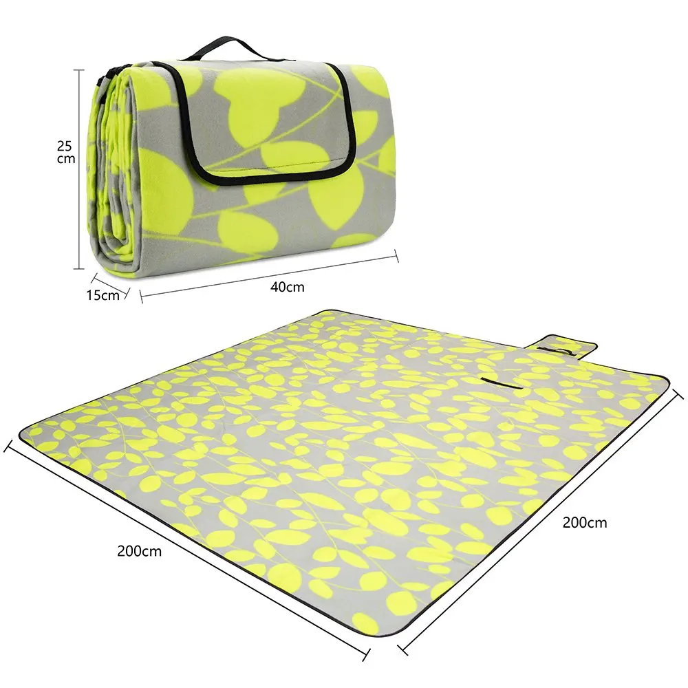 GSD Outdoors Boho Picnic Blanket Large Picnic Rug Mat Waterproof Camping Blanket Sand Free Fleece Beach Blanket Tote Bag Mat