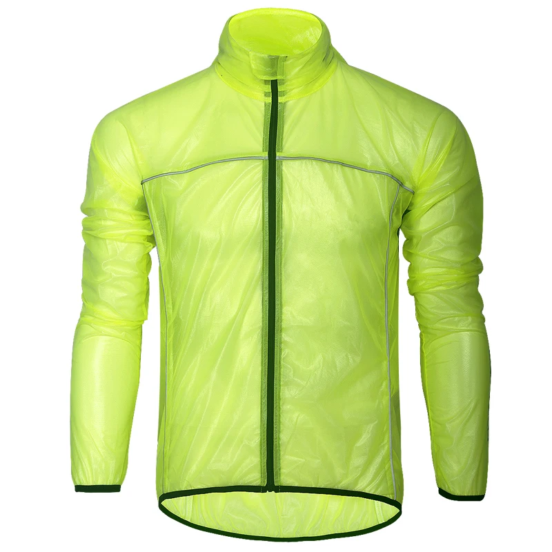 Black Transparent Waterproof Raincoat Fabric For Bicycle/ Cycling Wear with Reflective Tape Windproof Jacket