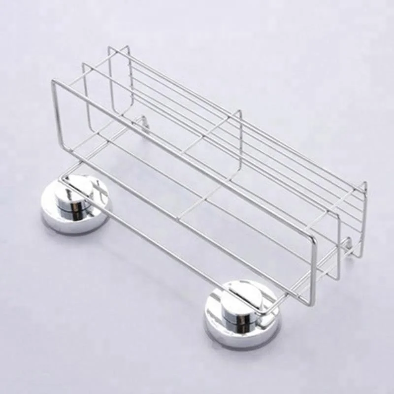 Kitchen Bathroom Organizer Vacuum Suction Cup Bathroom Wall Shelf Storage Basket