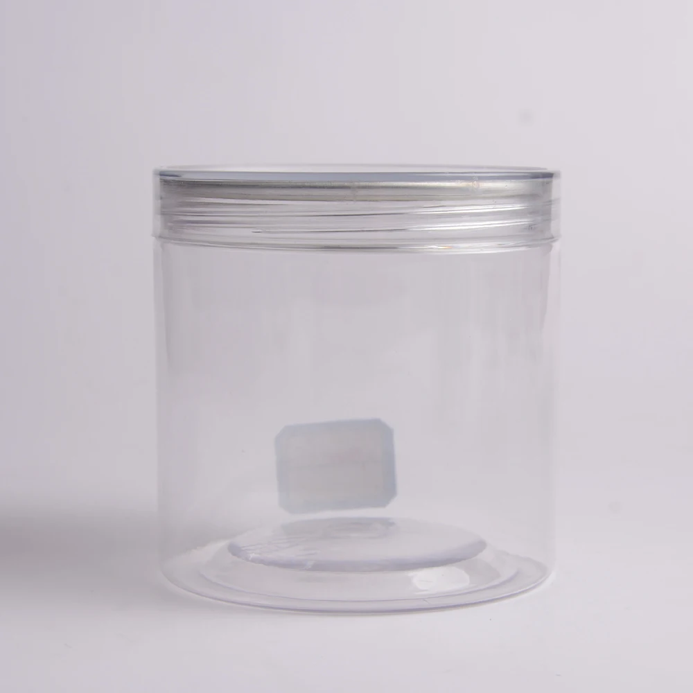 
Clear round plastic PET easy open can with clear lid for dried food 