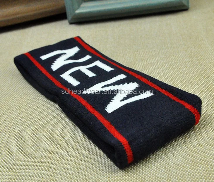 Knitting pattern jacquard letter logo acrylic wool sports headband