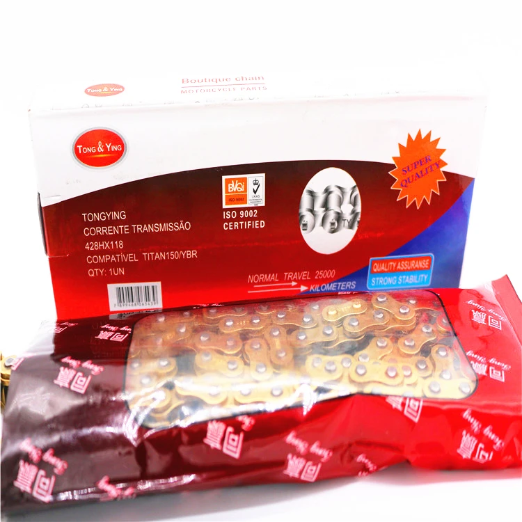 Peru motorcycle parts reinforced high tensile natural color 428H 150L motorcycle  chain