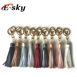 Esky Hot sale Colorful 17cm Key chain Bag Leather tassels With Metal Wax String cup
