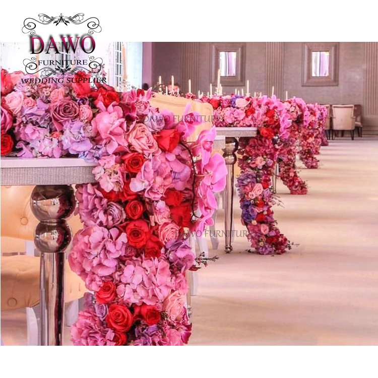 Hot sale clear glass top half moon wedding table dinning table