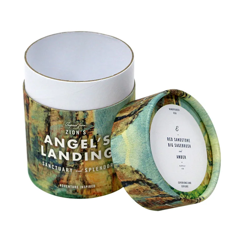 Beauty Color Printing Paper Gift Round Tea Box  with Hot Stamping  Cylinder Tube Gift paper packaging Box paper box with handle