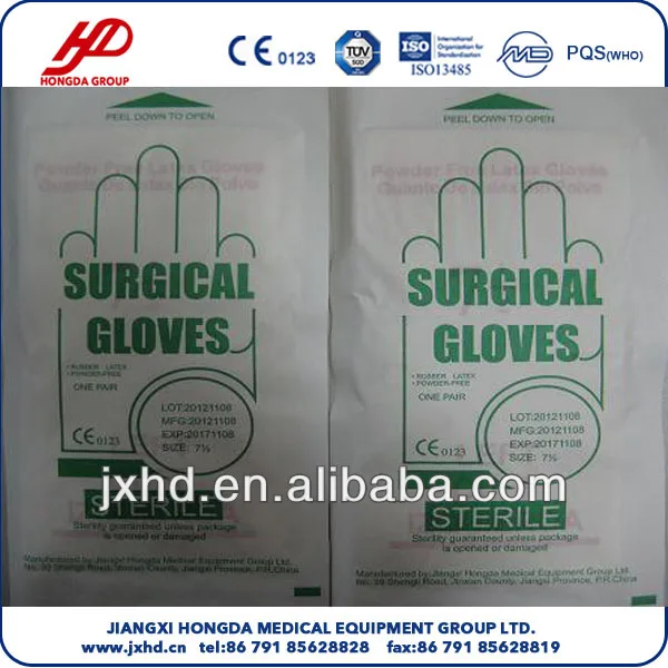 Одноразовые стерильные латексные приведенный в действие и приведенный в действие хирургические перчатки