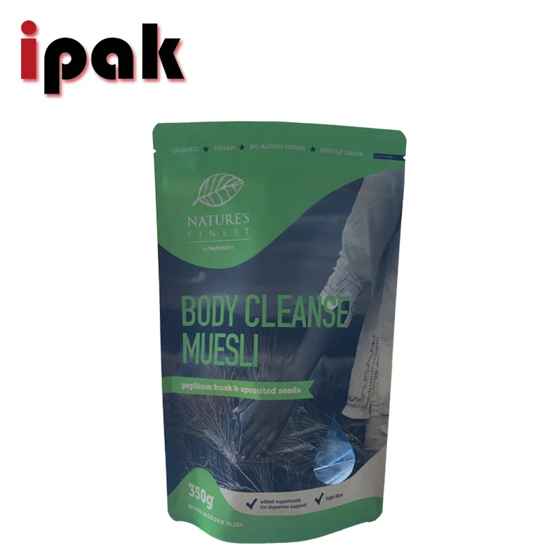 Custom Stand Up Doypack Brown Kraft Paper Seed Bag With Clear Window