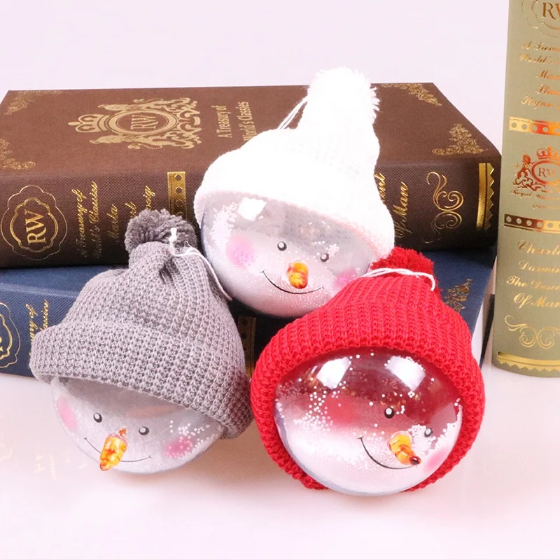 Clear Plastic Christmas Ornaments Embroidered Flocked Hollow Balls Decorative Home Wedding Party DIY Crafts Fillable Hanging