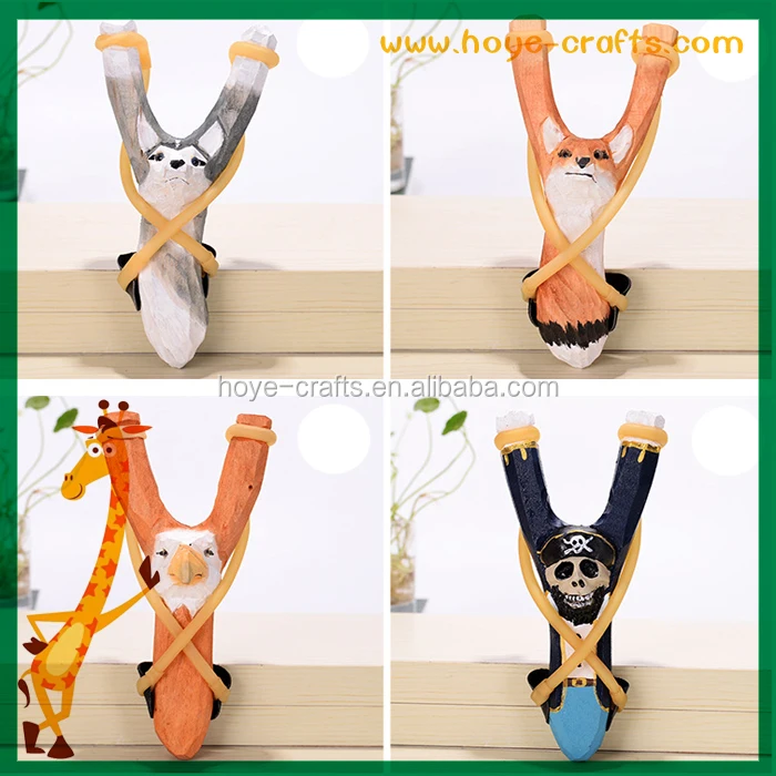 
New Creative Design Colorful Animal Shape Wooden Slingshot Hunting 