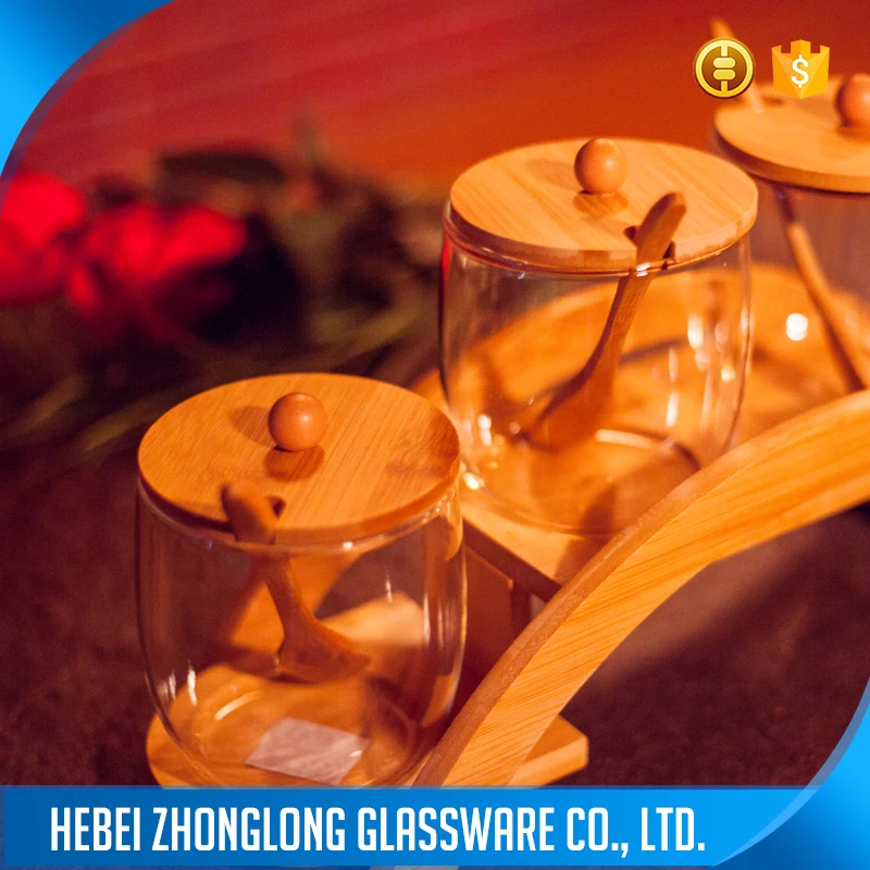 hot sale!!! Kitchen helper glass storage container for honey condiments Glass Storage Jar Set Glass Tank for kitchen Utensil OEM