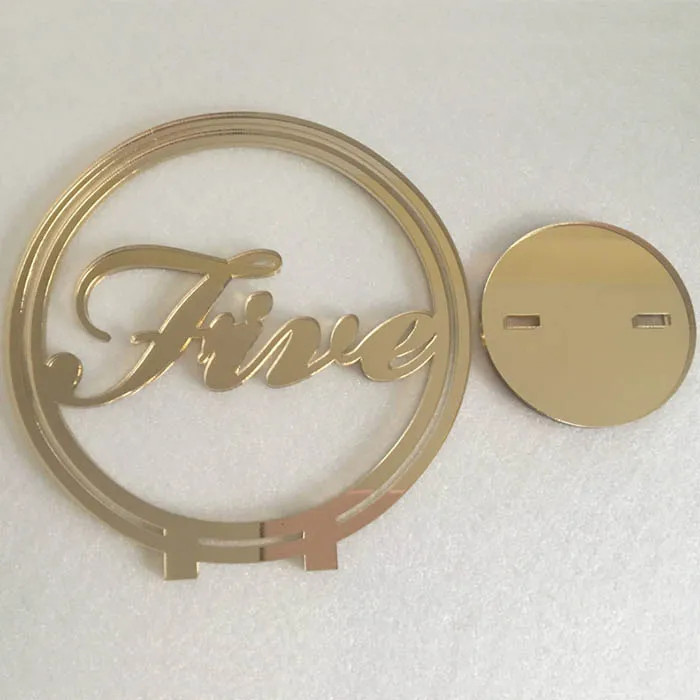 Free Standing Acrylic Circle Number Stands Gold Mirror Acrylic Table Numbers