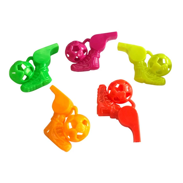 Wholesale Promotional mini football shaped plastic toy whistle for caspule vending machine