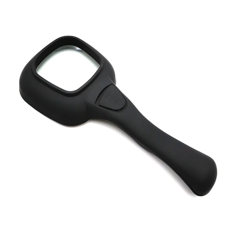 Rubber Coating Square handheld with 5 white leds 1 uv led magnifying glass lighted magnifier