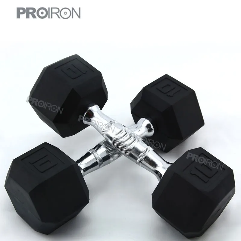 10lb резиновым покрытием гантели hex