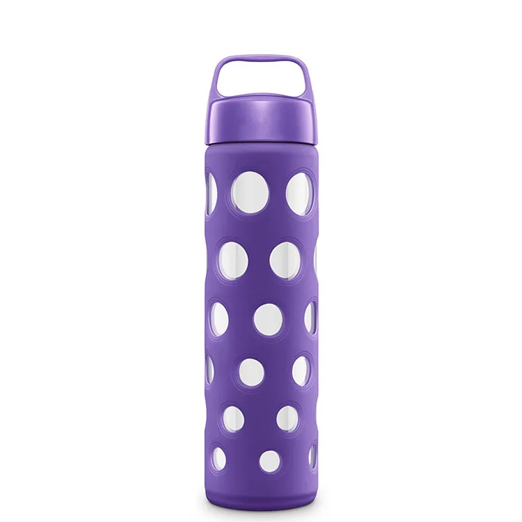 Sports Glass Water Bottle Insulated Sleeve Stainless Steel Lid Time Marked Standard Mouth Liter Container for Drinking