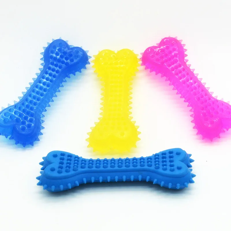 pet supplies Solid transparent rubber pet toy spike bone Durable bone dog toy