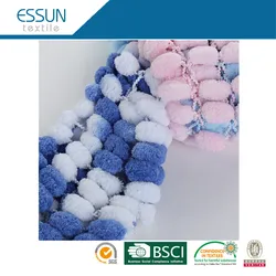 100% Polyester soft Pompon Fancy Yarn for hand knitting