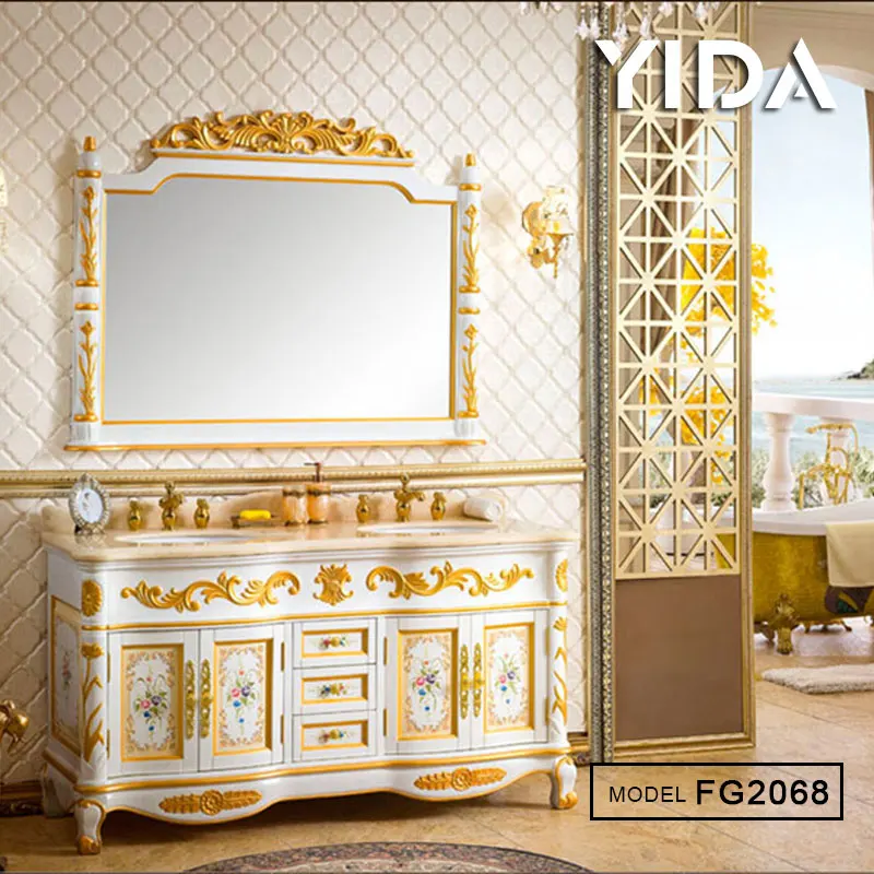 Model FG2068 luxury style Solid wood bathroom wall mounted cabinet antique vanity for bathroom and bedroom