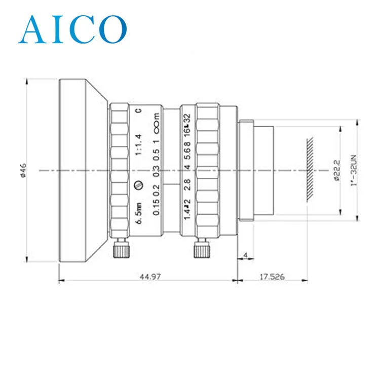 1 дюйм, формат изображения F1.4, ручная Радужная оболочка, 2 МП, 6,5 мм, FOV, 110 градусов, C-образное крепление, 1 дюйм-32un, объектив видеонаблюдения с резьбой для 1 дюймового датчика