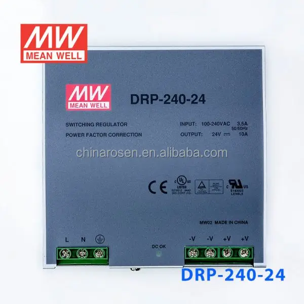 ORIGINAL Meanwell DRP-240-24 AC-DC Single DIN Rail 240W 24V 10A Switch Power Supply