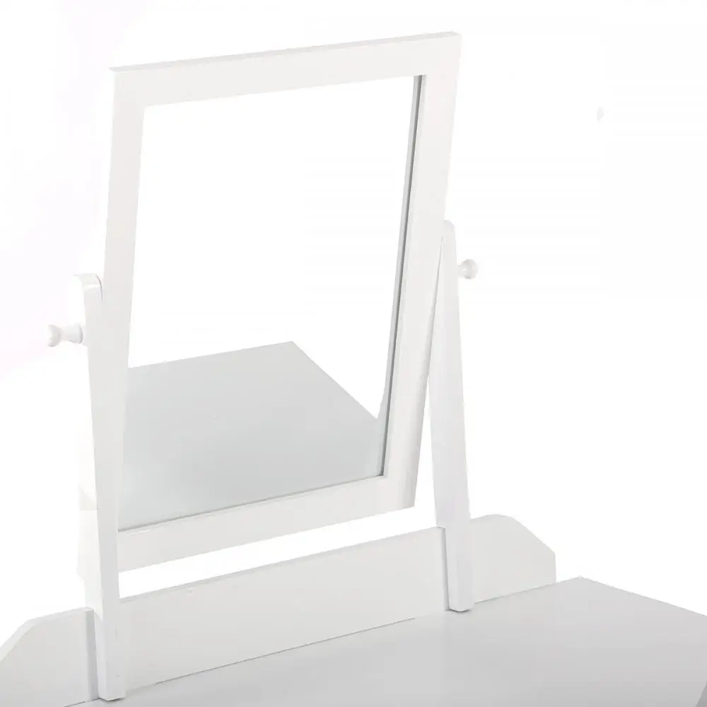 
New White Make Up Table Wood Jewelry Table And Stool With Mirror 