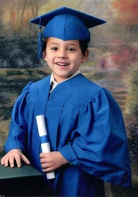 Premium matte fabric royal blue children graduation gowns and caps