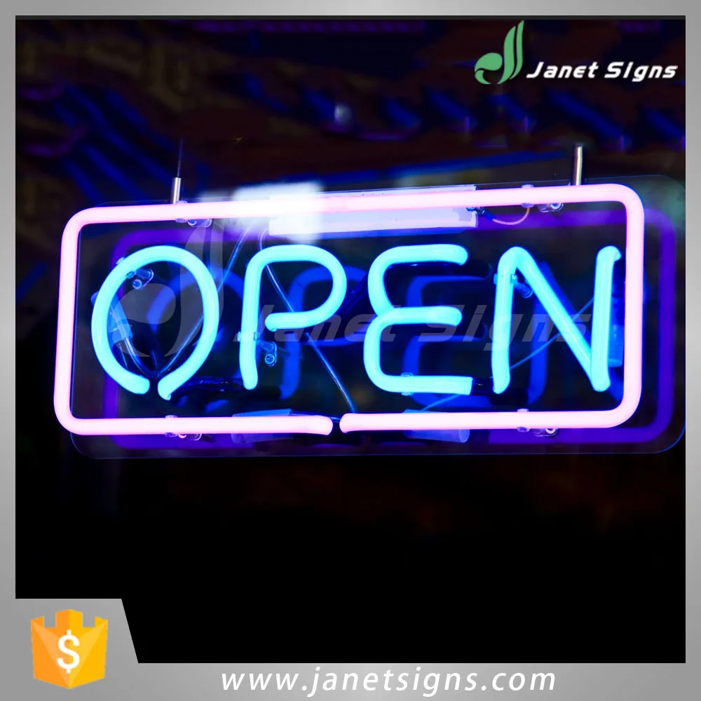 Customized Color open advertising neon light Edge Lit Sign for bar home