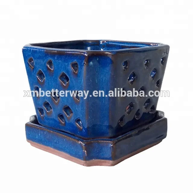 
square ceramic butterfly orchid pot saucer 