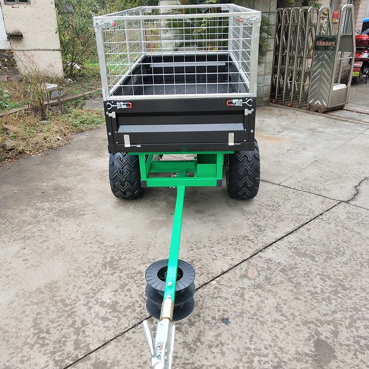 Good quality single axle with cage  hydraulic box trailer