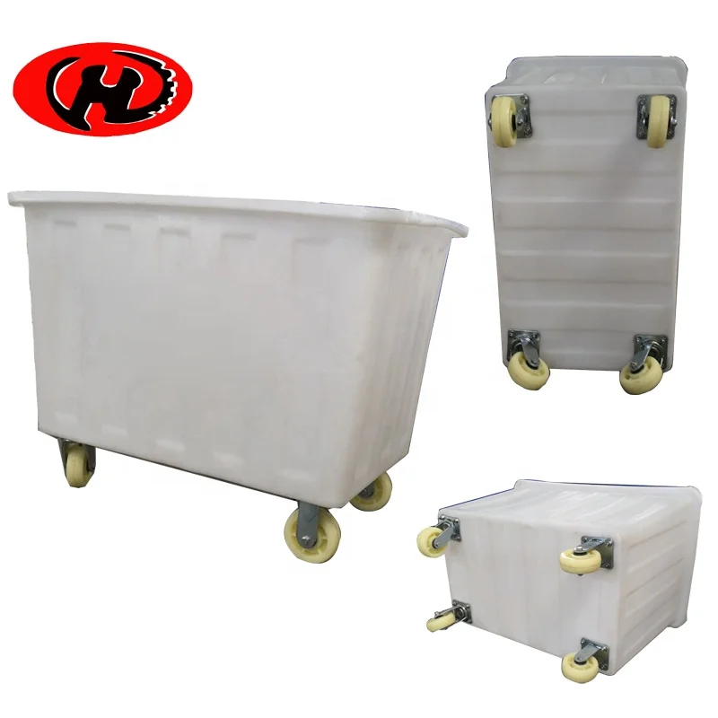 China made durable plastic laundry cart plastic container hand trolley  truck
