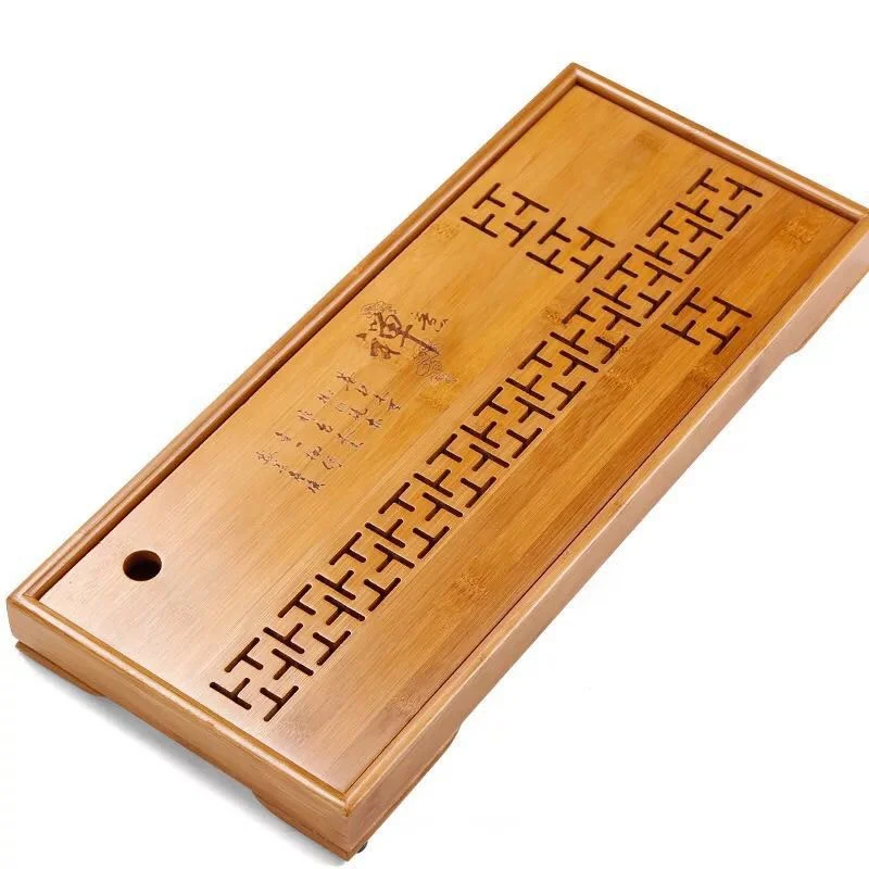 Tasteful Bamboo Japanese/Chinese Gongfu Tea Table, Serving Tray Box Reservoir & Drainage Type for Teahouse Home Office