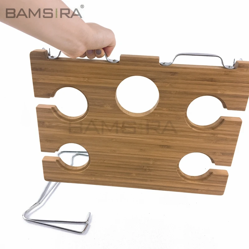 Natural bamboo wine and snack folding beach table, foldable picnic table