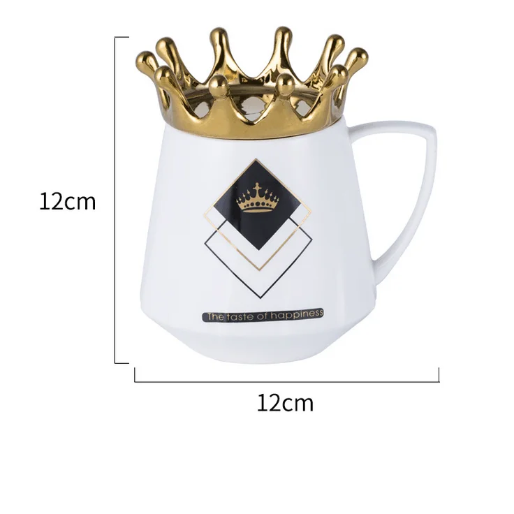
Nordic Creative Light Luxury Crown Ceramic Mug Lid for Phone Holder Cup Couple Coffee Mug Milk Tea Ceramic Coffee Cup and Mugs 