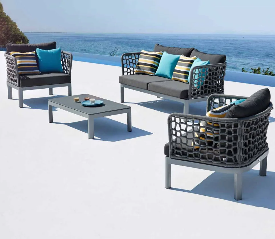 Outdoor rattan sofa garden furniture wicker sofa set with table patio rattan outdoor furniture