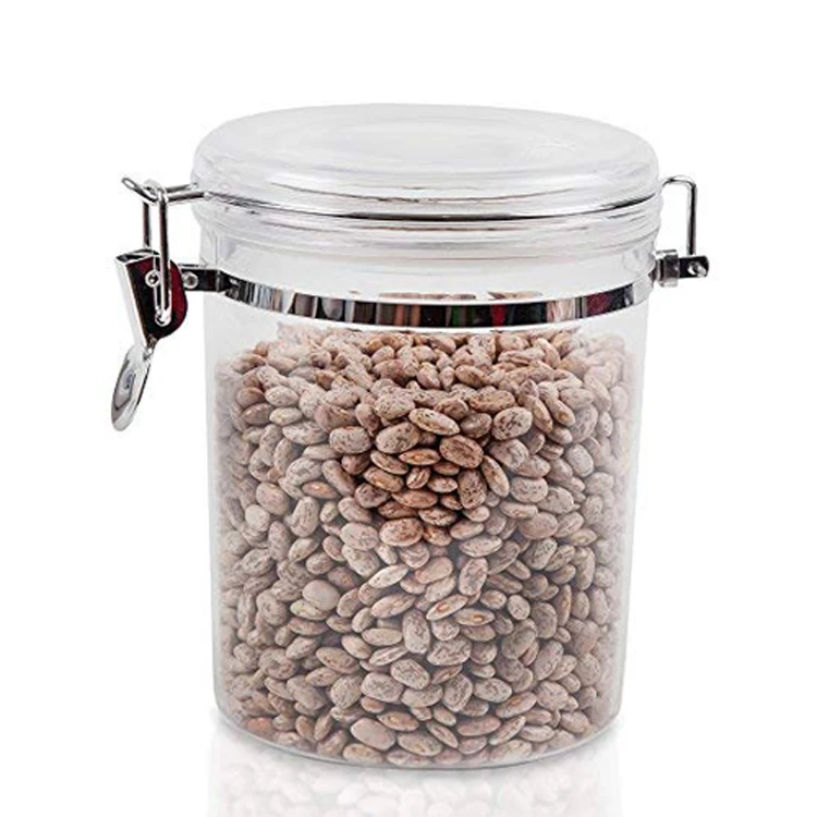 1.1L capacity BPA-free Round Acrylic / PS Plastic Candy Coffee Food Storage Container Canister with lid Sealed Jars