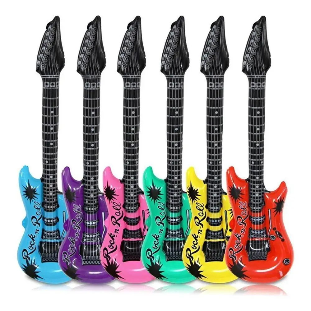 Rock Star Inflatable Guitar Set for Kids Party Accessories Inflatable Toys Waterproof Assorted Colors Party Decoration