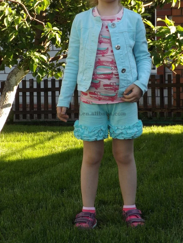 
Wholesale 100%cotton icing girls ruffle shorts boutique kids clothing baby black girls shorts 