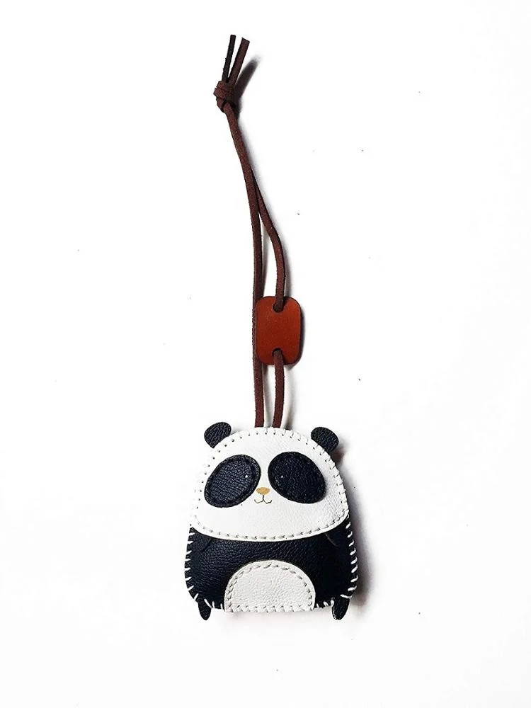 Factory Wholesale Panda Leather Charm  Bag Accessories  Key Ring Pug Cute Custom Key Chain For Decoration