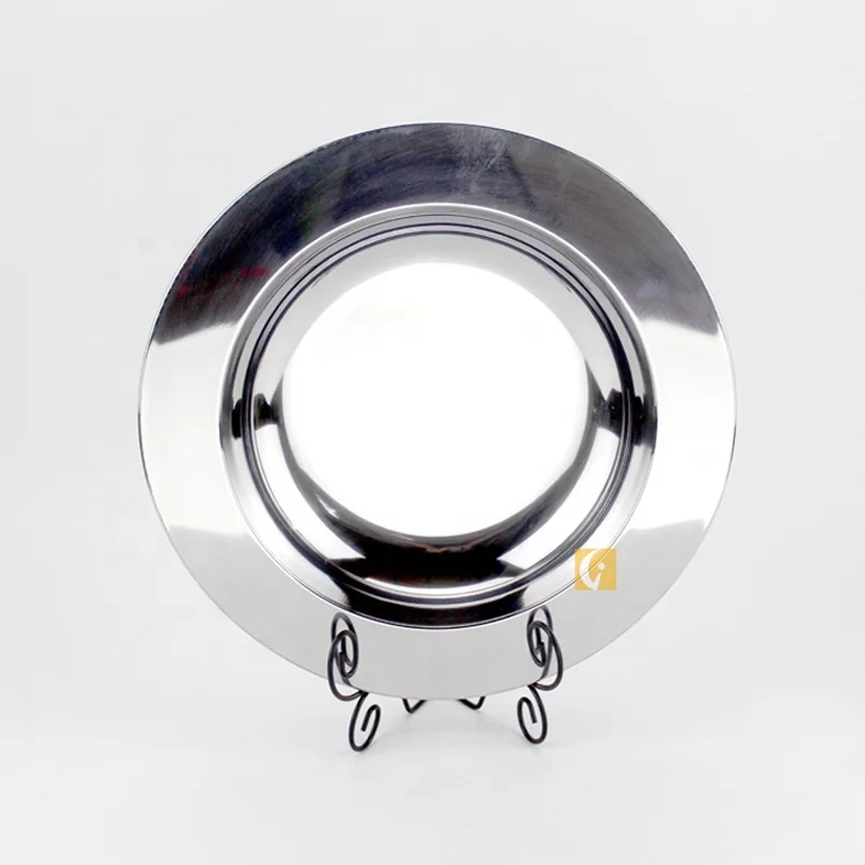 18 cm cheap wholesale metal dinner plates stainless steel dish for sale