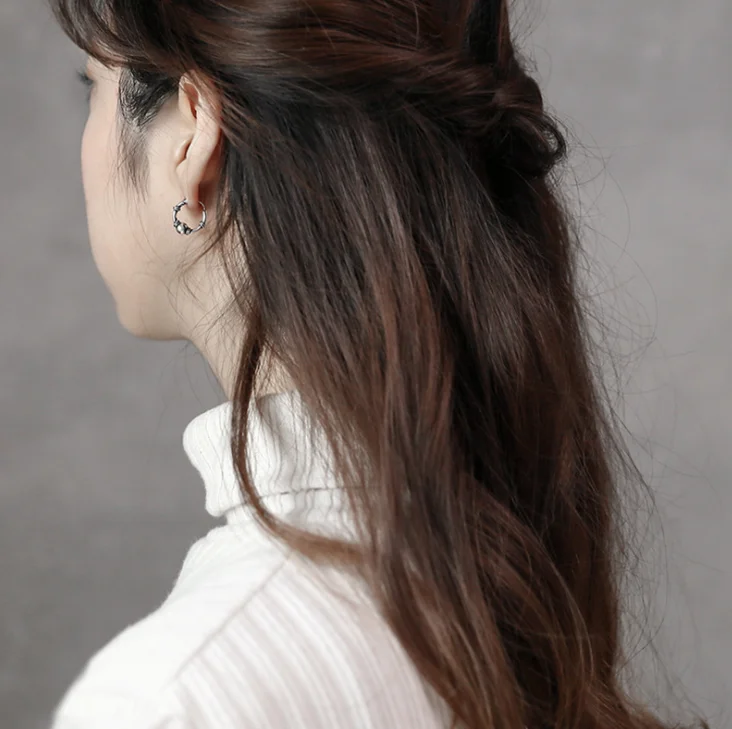 
Woman Jewelry 2018 antique thailand hoop Gift Round ball 925 Sterling Silver Earring 