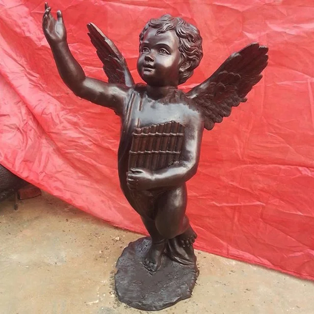 Декор для дома античный мальчик cherub ангел детская фигурка с крылом бронзовая скульптура