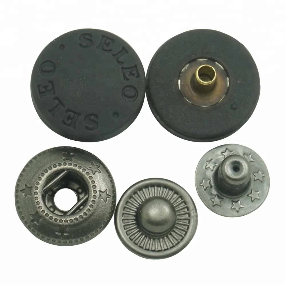 
alloy black rubber cap spring snap button 